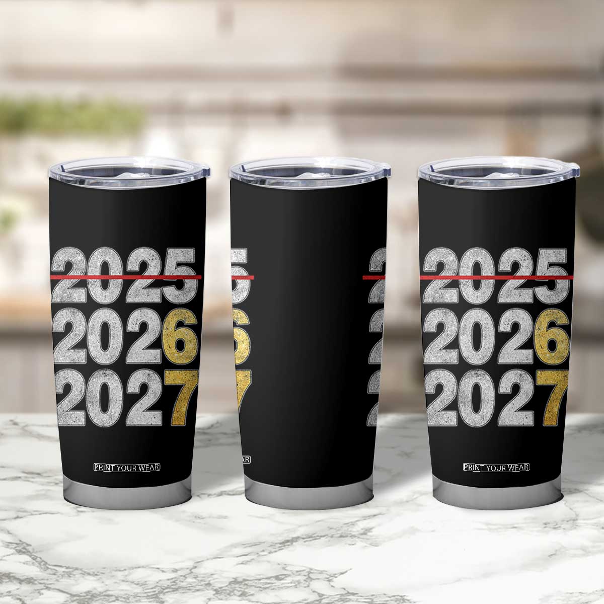 Funny 67 New Year Tumbler Cup Happy New Year 2026 2027 Six Seven Meme Faux Glitter Effect Printed TS11 Print Your Wear