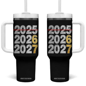 Funny 67 New Year Tumbler With Handle Happy New Year 2026 2027 Six Seven Meme Faux Glitter Effect Printed TS11 One Size: 40 oz Black Print Your Wear