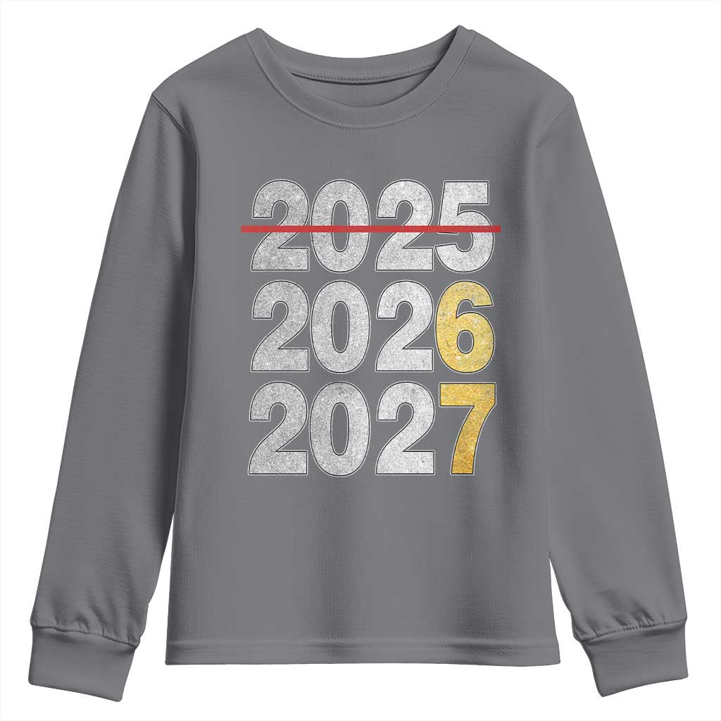 Funny 67 New Year Youth Sweatshirt Happy New Year 2026 2027 Six Seven Meme Faux Glitter Effect Printed TS11 Charcoal Print Your Wear