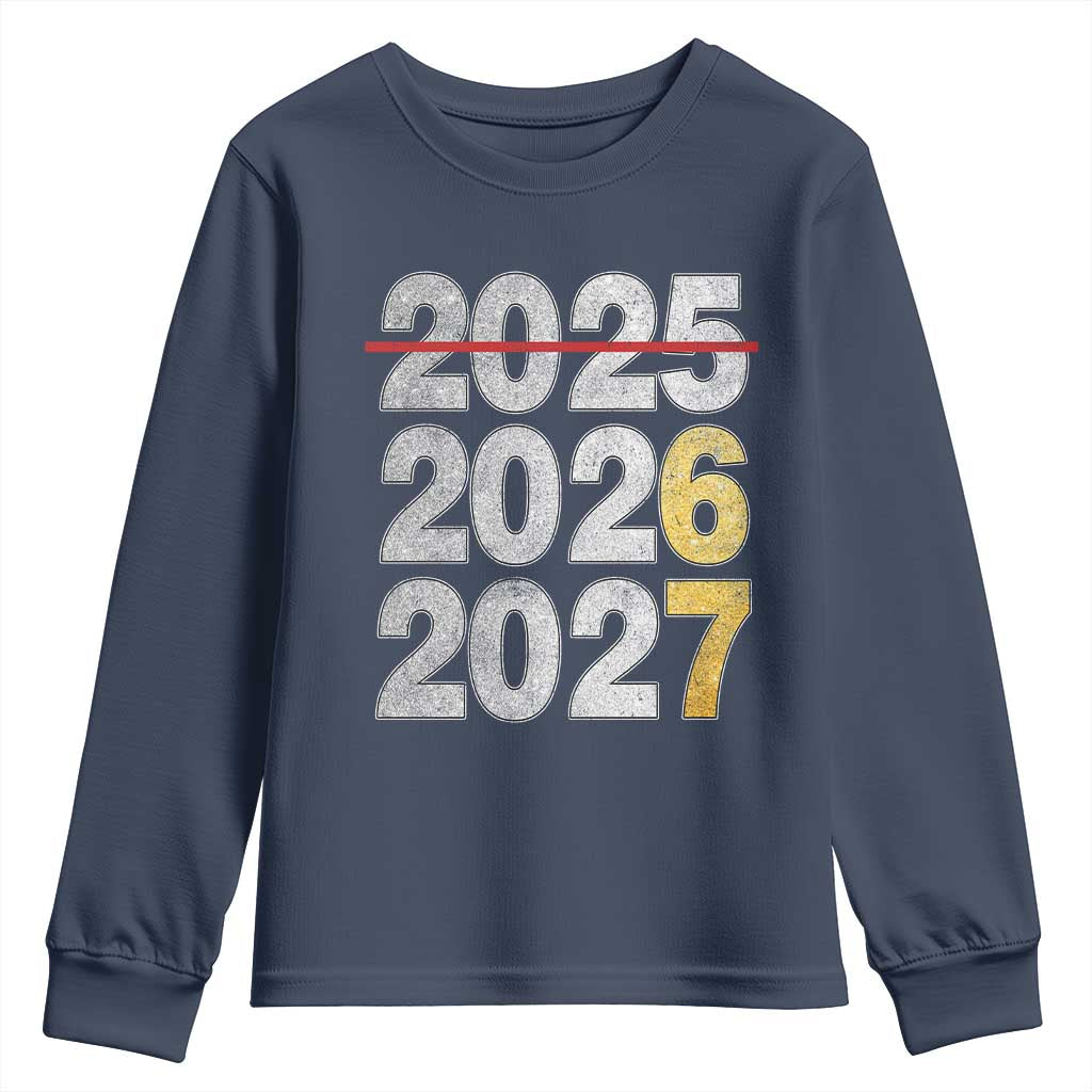 Funny 67 New Year Youth Sweatshirt Happy New Year 2026 2027 Six Seven Meme Faux Glitter Effect Printed TS11 Navy Print Your Wear