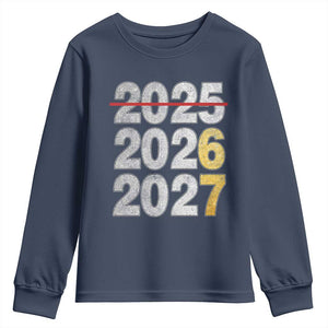 Funny 67 New Year Youth Sweatshirt Happy New Year 2026 2027 Six Seven Meme Faux Glitter Effect Printed TS11 Navy Print Your Wear