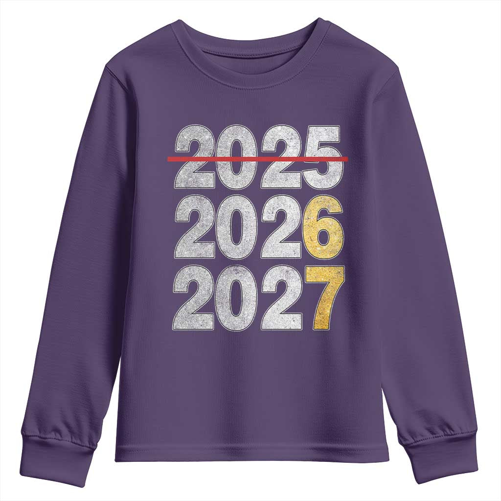 Funny 67 New Year Youth Sweatshirt Happy New Year 2026 2027 Six Seven Meme Faux Glitter Effect Printed TS11 Purple Print Your Wear