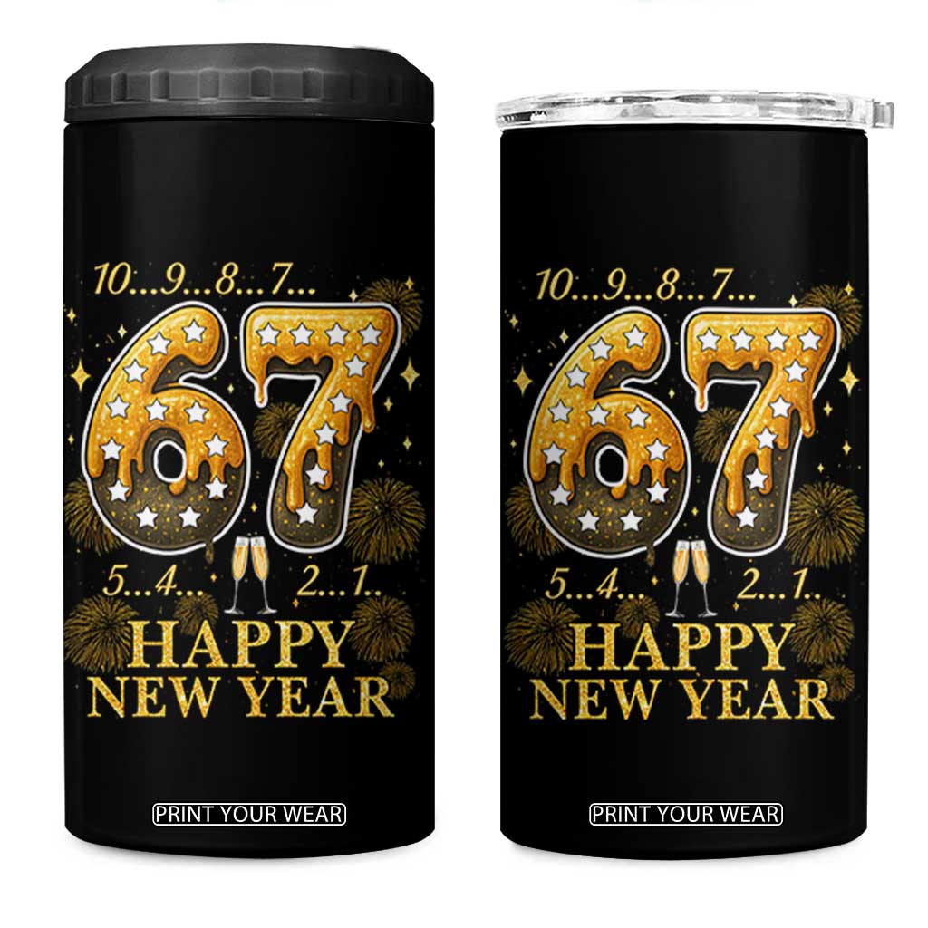 Funny 67 New Years Eve 4 in 1 Can Cooler Tumbler Countdown New Year Party 2026 Six Seven Meme TS11 One Size: 16 oz Black Print Your Wear