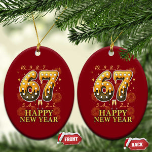 Funny 67 New Years Eve Ceramic Ornament Countdown New Year Party 2026 Six Seven Meme TS11 Print Your Wear