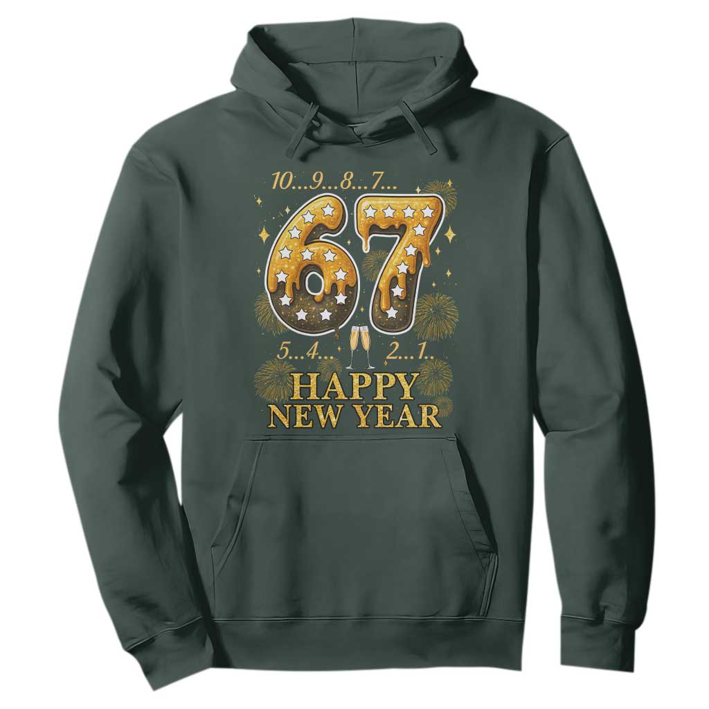Funny 67 New Years Eve Hoodie Countdown New Year Party 2026 Six Seven Meme TS11 Dark Forest Green Print Your Wear