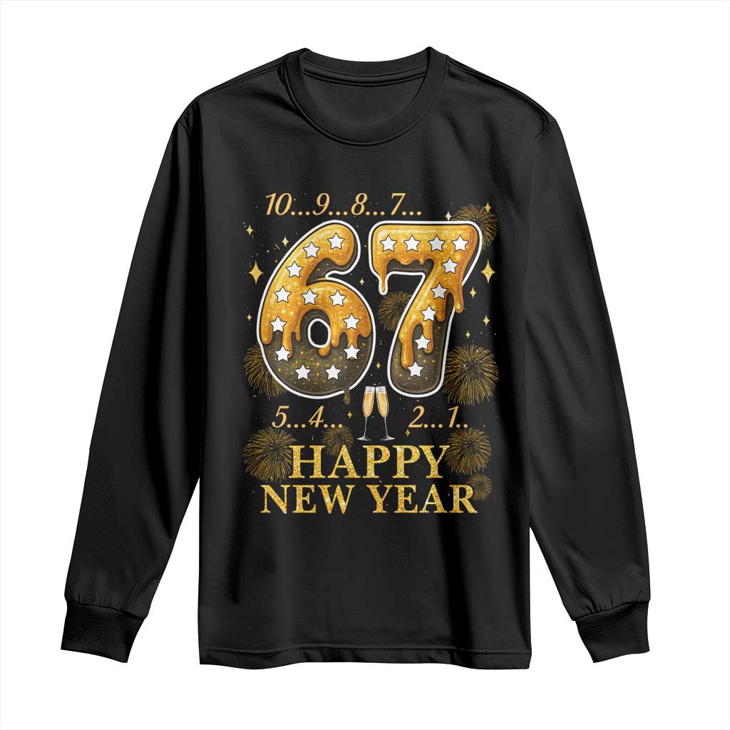 Funny 67 New Years Eve Long Sleeve Shirt Countdown New Year Party 2026 Six Seven Meme TS11 Black Print Your Wear