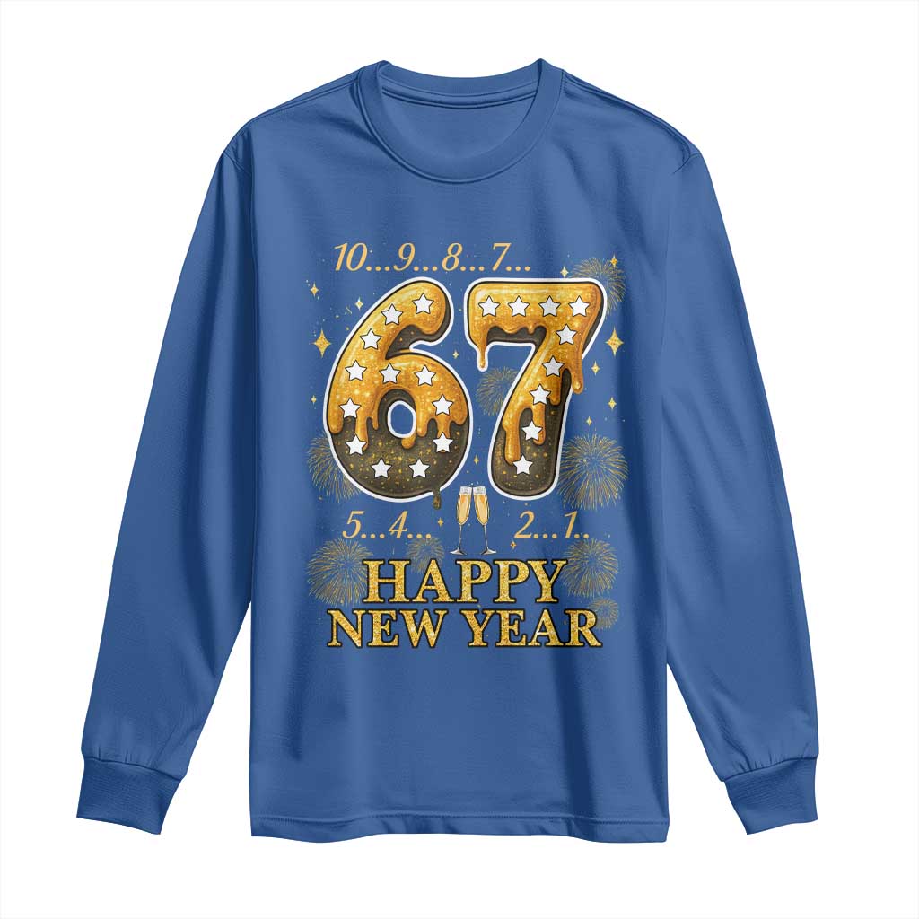 Funny 67 New Years Eve Long Sleeve Shirt Countdown New Year Party 2026 Six Seven Meme TS11 Royal Blue Print Your Wear