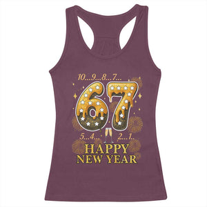 Funny 67 New Years Eve Racerback Tank Top Countdown New Year Party 2026 Six Seven Meme TS11 Maroon Print Your Wear