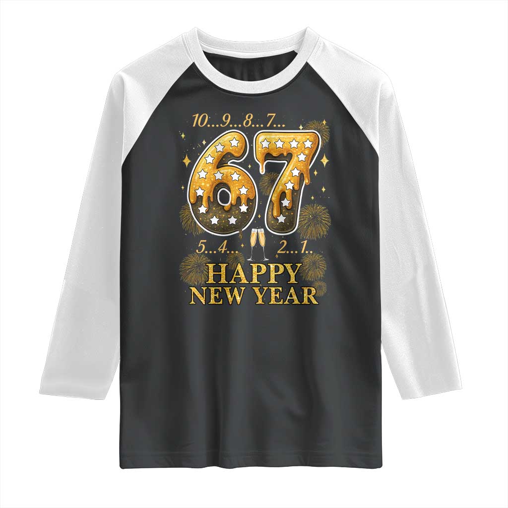 Funny 67 New Years Eve Raglan Shirt Countdown New Year Party 2026 Six Seven Meme TS11 Black White Print Your Wear