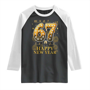 Funny 67 New Years Eve Raglan Shirt Countdown New Year Party 2026 Six Seven Meme TS11 Black White Print Your Wear