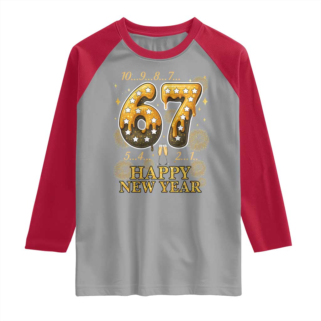 Funny 67 New Years Eve Raglan Shirt Countdown New Year Party 2026 Six Seven Meme TS11 Sport Gray Red Print Your Wear