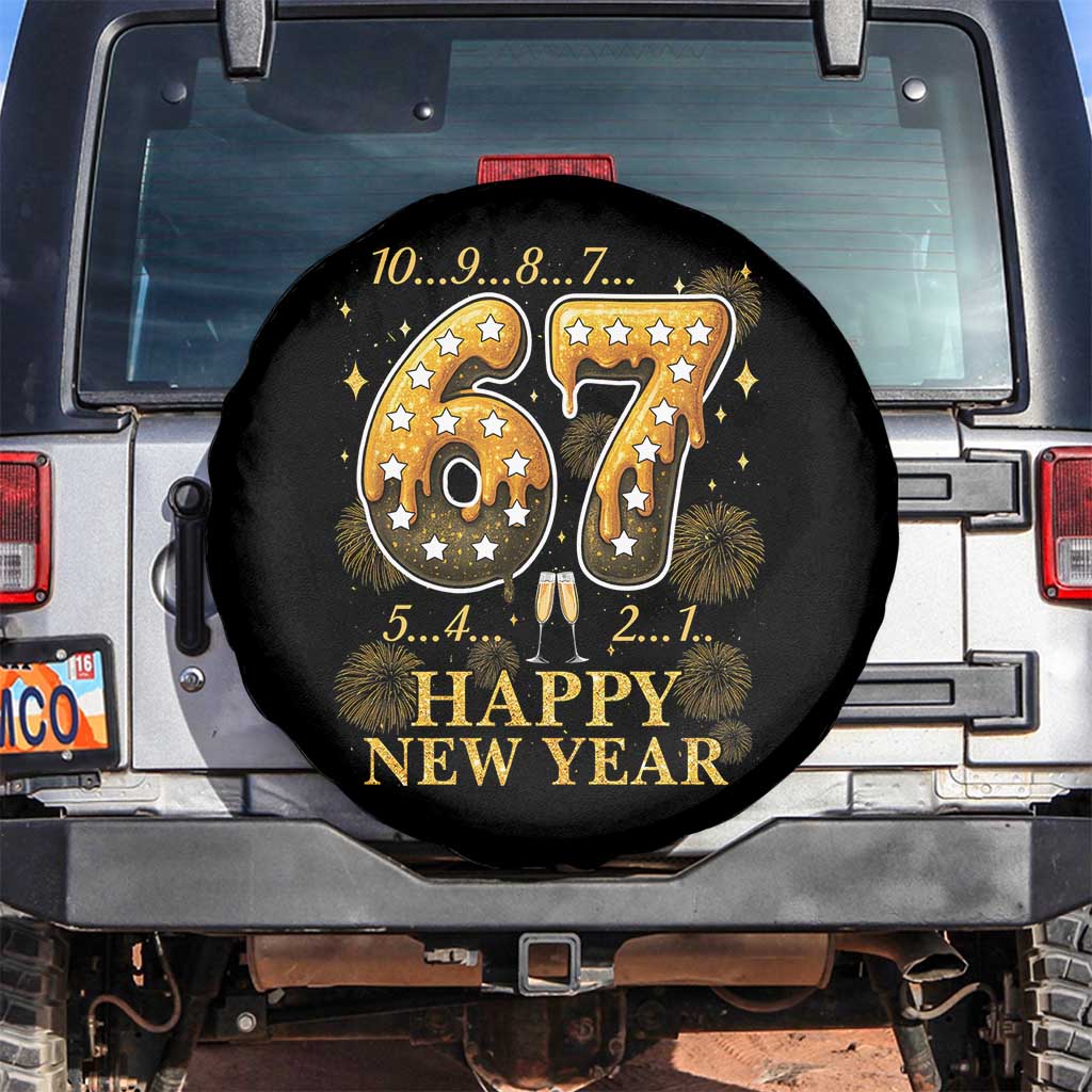 Funny 67 New Years Eve Spare Tire Cover Countdown New Year Party 2026 Six Seven Meme TS11 No hole Black Print Your Wear