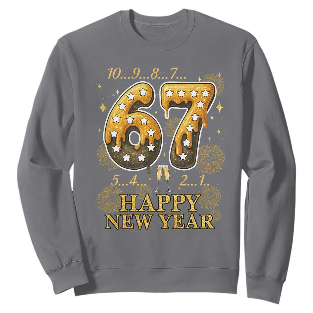 Funny 67 New Years Eve Sweatshirt Countdown New Year Party 2026 Six Seven Meme TS11 Charcoal Print Your Wear