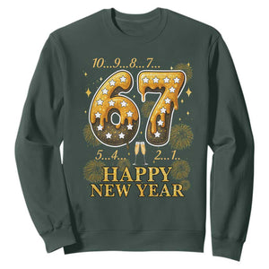 Funny 67 New Years Eve Sweatshirt Countdown New Year Party 2026 Six Seven Meme TS11 Dark Forest Green Print Your Wear