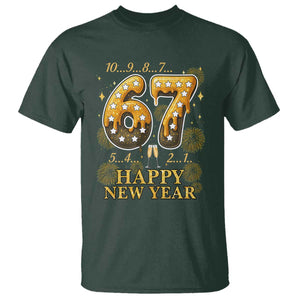 Funny 67 New Years Eve T Shirt Countdown New Year Party 2026 Six Seven Meme TS11 Dark Forest Green Print Your Wear