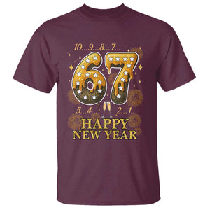 Funny 67 New Years Eve T Shirt Countdown New Year Party 2026 Six Seven Meme TS11 Maroon Print Your Wear