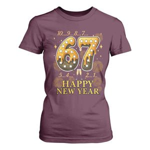 Funny 67 New Years Eve T Shirt For Women Countdown New Year Party 2026 Six Seven Meme TS11 Maroon Print Your Wear