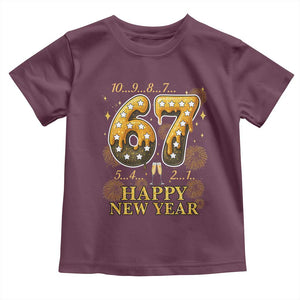 Funny 67 New Years Eve Toddler T Shirt Countdown New Year Party 2026 Six Seven Meme TS11 Maroon Print Your Wear