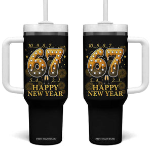 Funny 67 New Years Eve Tumbler With Handle Countdown New Year Party 2026 Six Seven Meme TS11 One Size: 40 oz Black Print Your Wear
