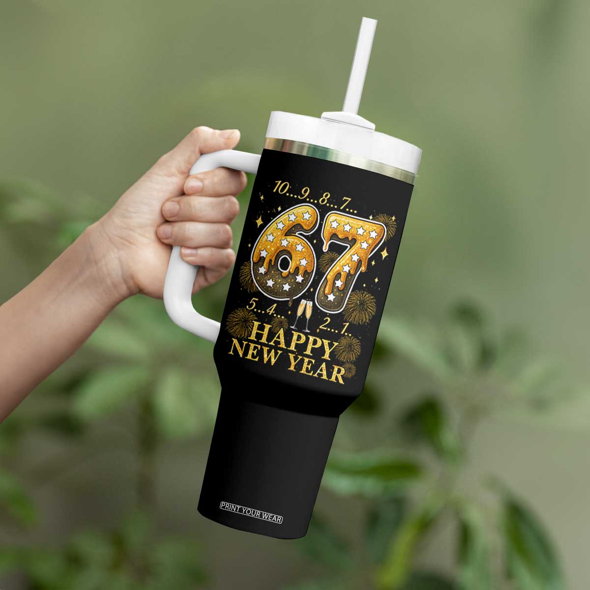Funny 67 New Years Eve Tumbler With Handle Countdown New Year Party 2026 Six Seven Meme TS11 Print Your Wear