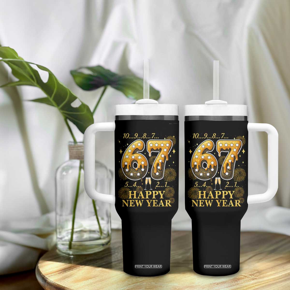 Funny 67 New Years Eve Tumbler With Handle Countdown New Year Party 2026 Six Seven Meme TS11 Print Your Wear
