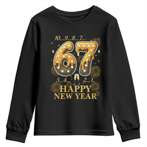 Funny 67 New Years Eve Youth Sweatshirt Countdown New Year Party 2026 Six Seven Meme TS11 Black Print Your Wear