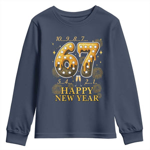 Funny 67 New Years Eve Youth Sweatshirt Countdown New Year Party 2026 Six Seven Meme TS11 Navy Print Your Wear
