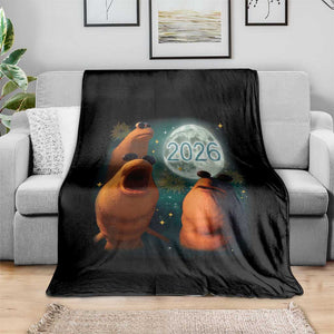 Funny Marcus The Worm New Year Throw Blanket Happy New Year 2026 Moon NYE Party TS11 Print Your Wear