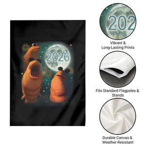 Funny Marcus The Worm New Year Garden Flag Happy New Year 2026 Moon NYE Party TS11 Print Your Wear