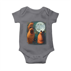 Funny Marcus The Worm New Year Baby Onesie Happy New Year 2026 Moon NYE Party TS11 Charcoal Print Your Wear