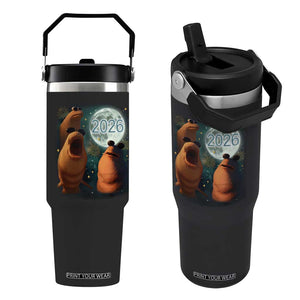 Funny Marcus The Worm New Year Flip Straw Tumbler Happy New Year 2026 Moon NYE Party TS11 One Size: 30 oz Black Print Your Wear