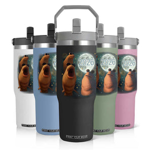 Funny Marcus The Worm New Year Flip Straw Tumbler Happy New Year 2026 Moon NYE Party TS11 Print Your Wear