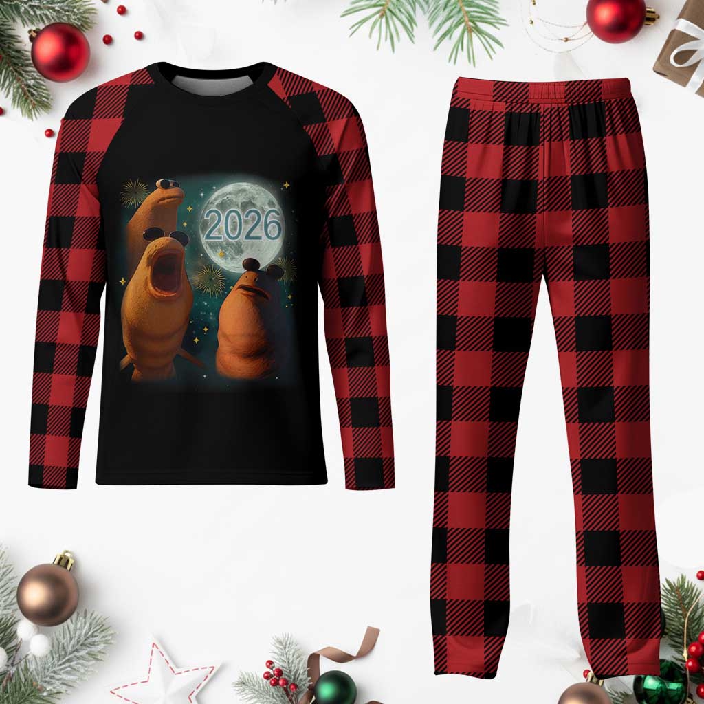 Funny Marcus The Worm New Year Plaid Pajama Set Happy New Year 2026 Moon NYE Party TS11 Buffalo Plaid Print Your Wear