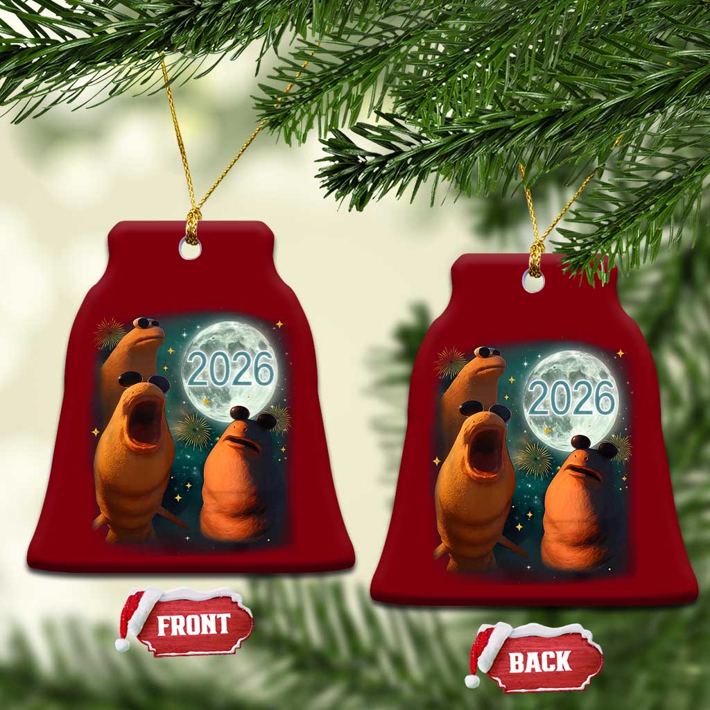 Funny Marcus The Worm New Year Ceramic Ornament Happy New Year 2026 Moon NYE Party TS11 Print Your Wear
