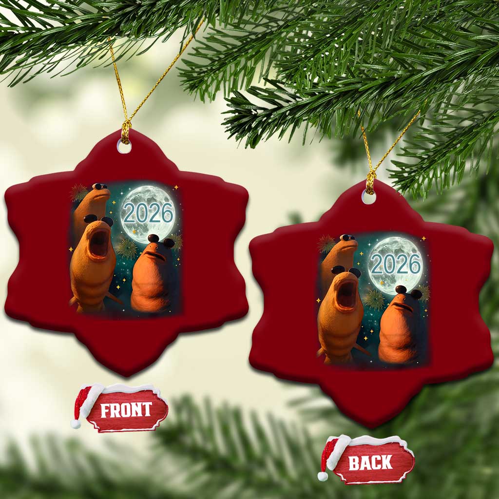 Funny Marcus The Worm New Year Ceramic Ornament Happy New Year 2026 Moon NYE Party TS11 Print Your Wear