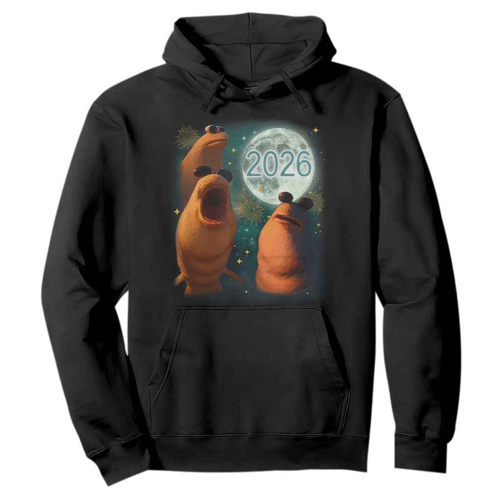 Funny Marcus The Worm New Year Hoodie Happy New Year 2026 Moon NYE Party TS11 Black Print Your Wear