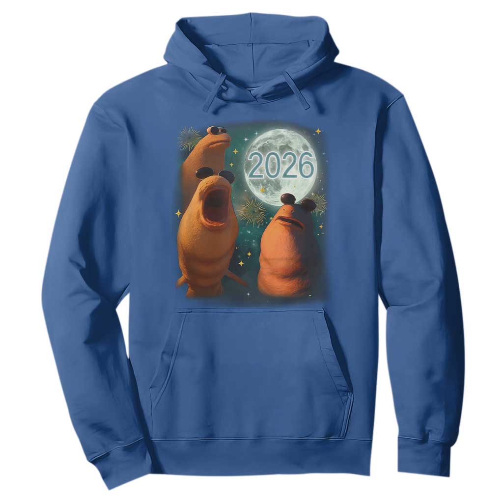 Funny Marcus The Worm New Year Hoodie Happy New Year 2026 Moon NYE Party TS11 Royal Blue Print Your Wear