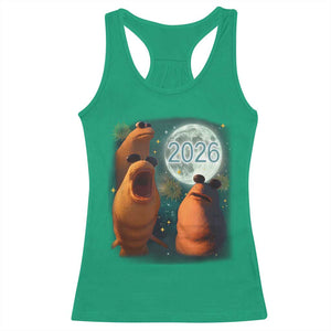 Funny Marcus The Worm New Year Racerback Tank Top Happy New Year 2026 Moon NYE Party TS11 Irish Green Print Your Wear