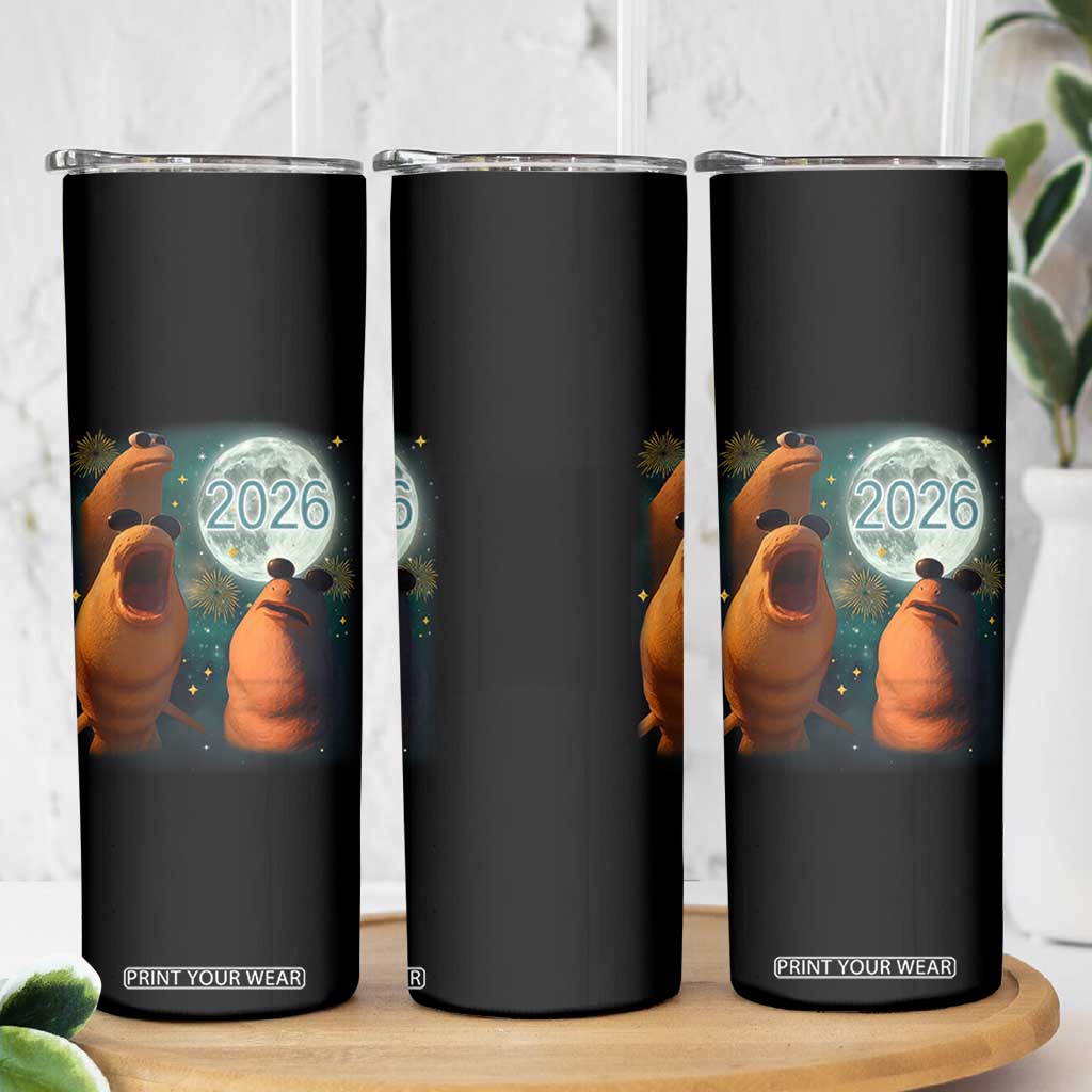 Funny Marcus The Worm New Year Skinny Tumbler Happy New Year 2026 Moon NYE Party TS11 Print Your Wear