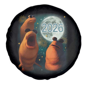 Funny Marcus The Worm New Year Spare Tire Cover Happy New Year 2026 Moon NYE Party TS11 Print Your Wear