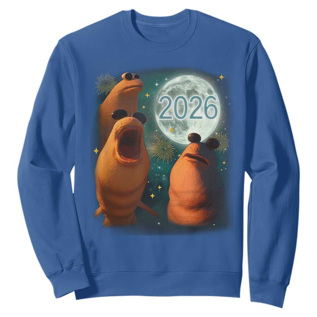 Funny Marcus The Worm New Year Sweatshirt Happy New Year 2026 Moon NYE Party TS11 Royal Blue Print Your Wear