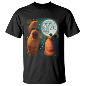 Funny Marcus The Worm New Year T Shirt Happy New Year 2026 Moon NYE Party TS11 Black Print Your Wear