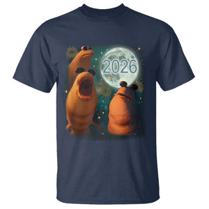 Funny Marcus The Worm New Year T Shirt Happy New Year 2026 Moon NYE Party TS11 Navy Print Your Wear