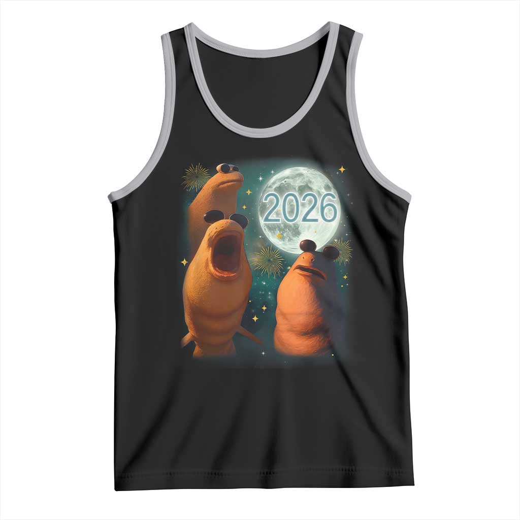 Funny Marcus The Worm New Year Tank Top Happy New Year 2026 Moon NYE Party TS11 Black Athletic Heather Print Your Wear
