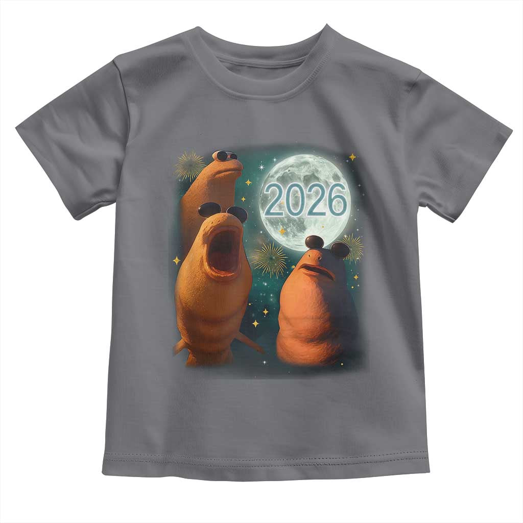 Funny Marcus The Worm New Year Toddler T Shirt Happy New Year 2026 Moon NYE Party TS11 Charcoal Print Your Wear