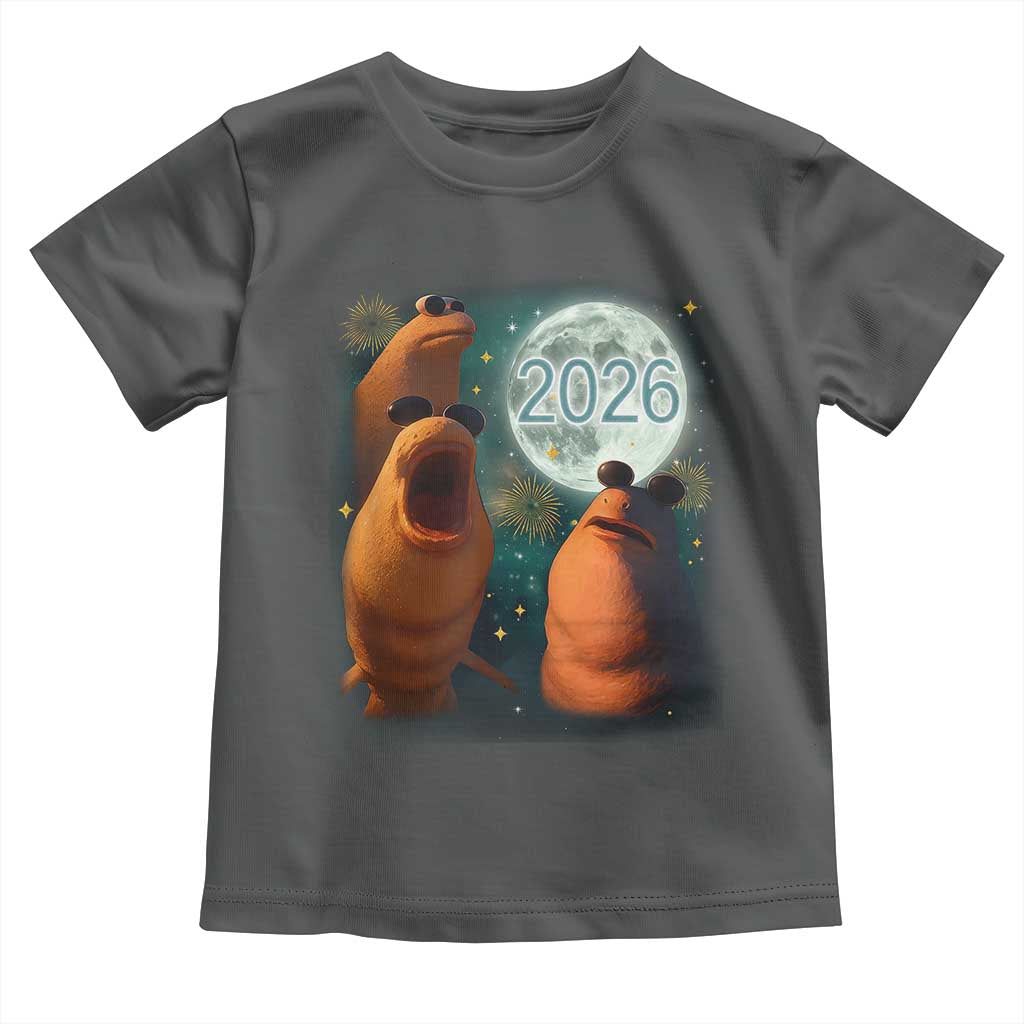 Funny Marcus The Worm New Year Toddler T Shirt Happy New Year 2026 Moon NYE Party TS11 Dark Heather Print Your Wear