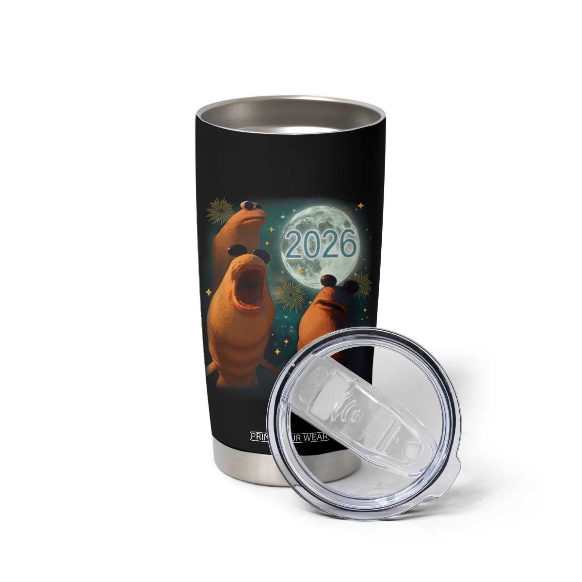 Funny Marcus The Worm New Year Tumbler Cup Happy New Year 2026 Moon NYE Party TS11 Print Your Wear