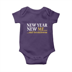 New Year New Me Mental Breakdowns Baby Onesie Funny New Year Party Faux Glitter TS11 Purple Print Your Wear