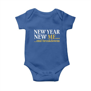 New Year New Me Mental Breakdowns Baby Onesie Funny New Year Party Faux Glitter TS11 Royal Blue Print Your Wear