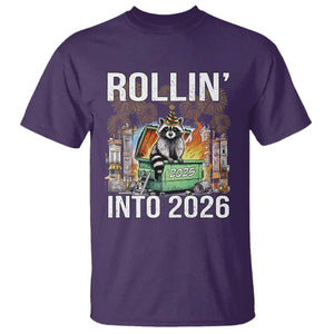 Funny Raccoon Rollin Into 2026 T Shirt Happy New Year Dumpster Fire TS11 Purple Print Your Wear